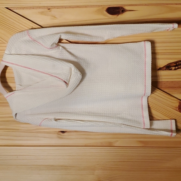 Girls WhiteWaffle Knit White Hooded Thermal Top - Picture 3 of 4